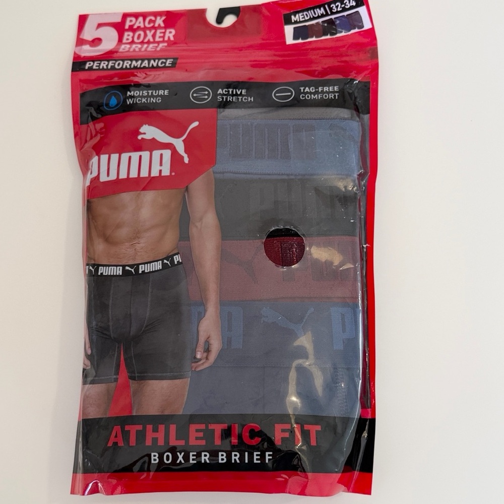 PUMA 5PK Performance Boxer Briefs Multicolor MED 32-34 Waist NWT - Picture 6 of 12